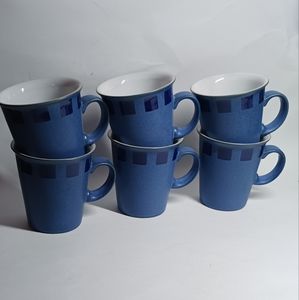6 Denby Reflex Blue demitasse cups Made in England